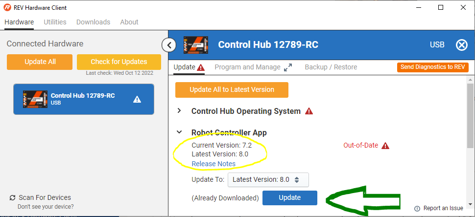 Updating the Control Hub