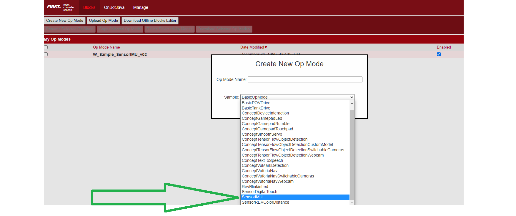 Blocks IMU Sample