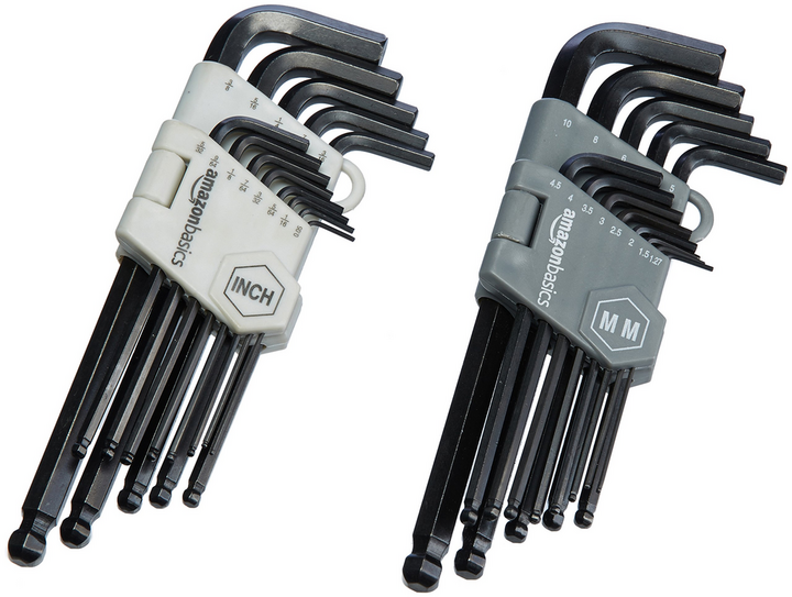 A kit of multiple allen keys.