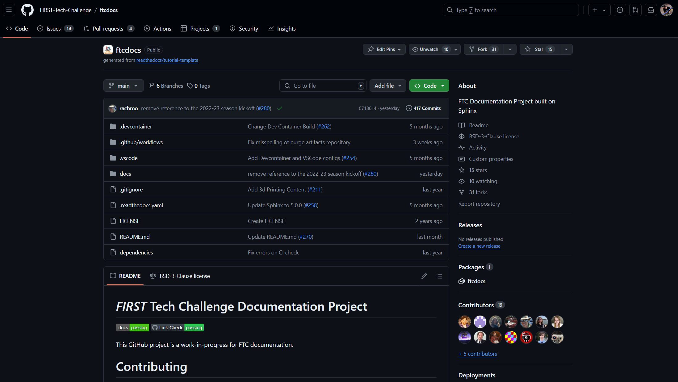 Figure 1 ftcdocs GitHub Repo
