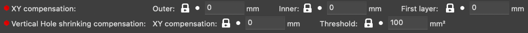 An image showing XY compensation settings in a slicer.